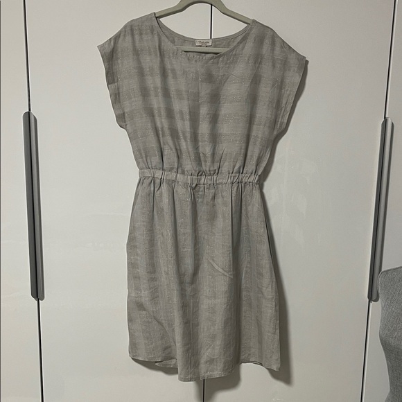 Bellambia Dresses & Skirts - BELLAMBIA NWOT Gray Silver Linen Striped Midi Dress Made In Italy, Size L